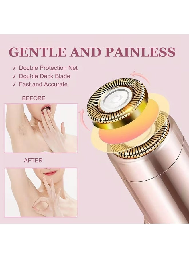 YALONG Facial Hair Removal for Women, Painless Epilator Hair Remover Device with 4 Pcs Replacement Heads , USB Rechargeable Face Electric Razor and Full body shave, LED Light, for ladies Legs, Bikini Line, Arms,Underarm,Face. - Image 3